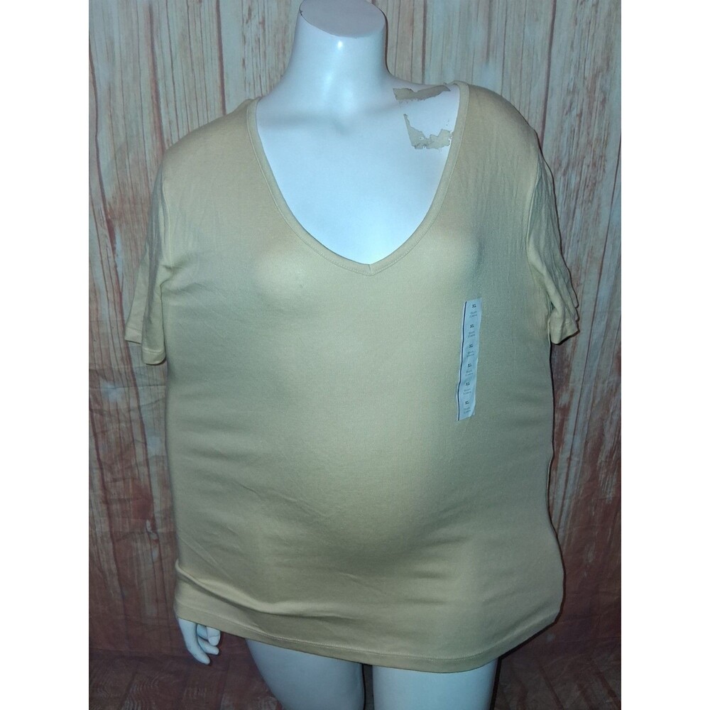 NWT A New Day Yellow Short Sleeve V-neck Blouse Sz XL